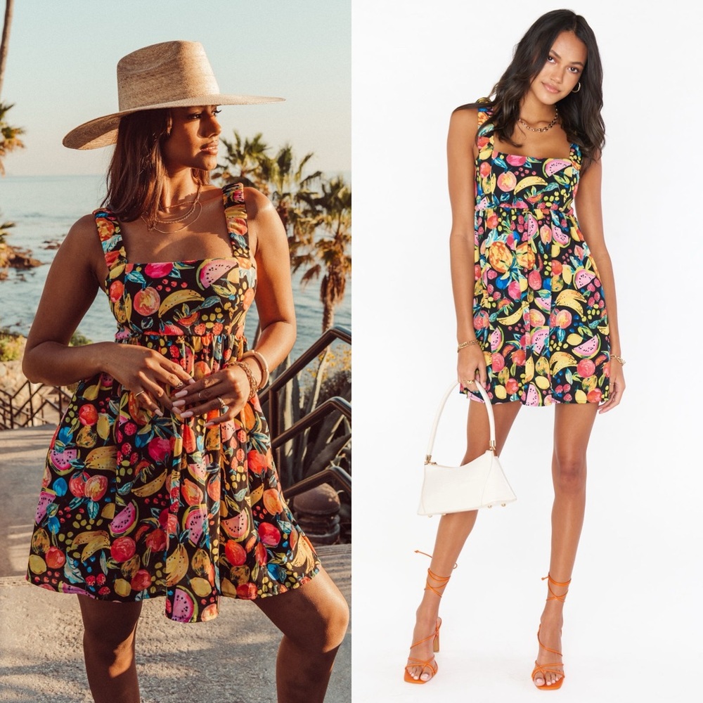 Show Me Your MuMu Black Tropical Fruit Print Mini Dress